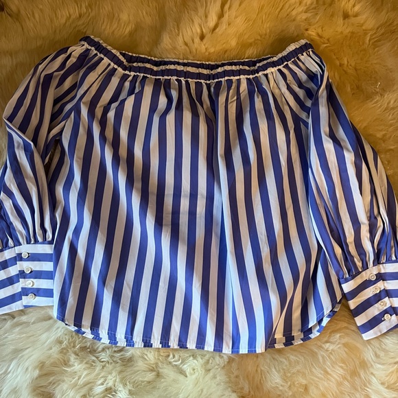 Thomas Mason Shirting for J.Crew. Size 10. Blue and White stripes. 100% Cotton. - Picture 1 of 3